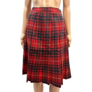 Vintage 1950s Red Plaid Wool Skirt Windsor Sportswear of Boston 26.5" W
